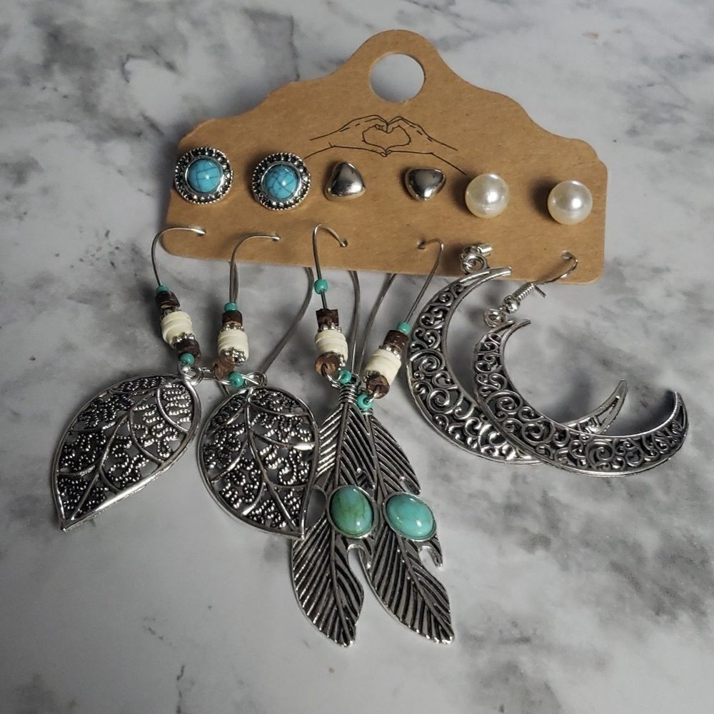 ‎Silver and Turquoise Earring Set - Picture 2 of 5